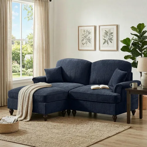 Vista 21 de SoarFlash Sofá modular modular, cómodo sofá de felpilla con falda con volantes extraíbles, reposabrazos acampanados, patas resistentes, seccional