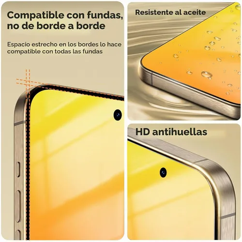 Vista 9 de Protector de pantalla de privacidad para iPhone 14/13/13 Pro (dorado) Anti-Spy vidrio templado degradado colorido efecto espejo cobertura completa