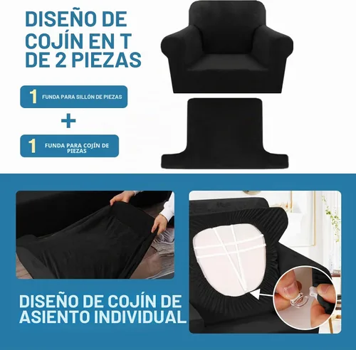 Vista 4 de H.VERSAILTEX Funda para sofá de 2 piezas, fundas para sillón con cojines en forma de T, funda para sofá de terciopelo grueso, protector de muebles