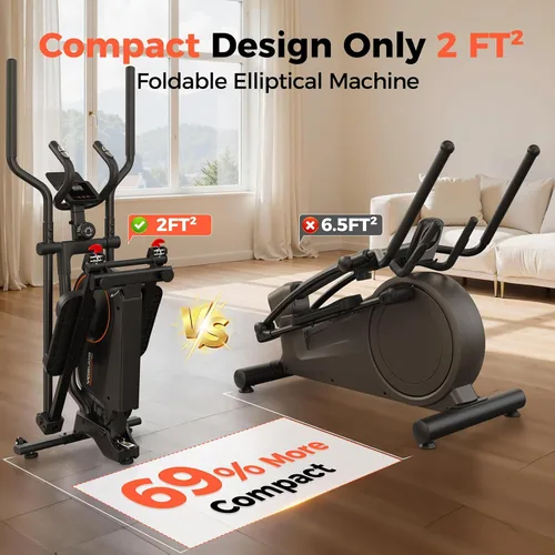 Vista 2 de YOSUDA Foldable Elliptical Exercise Machine for Home,15IN Stride Compact Folding Elliptical Training Machine Only 2 sq ft for Small Spaces