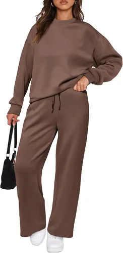 Vista 4 de PRETTYGARDEN Conjunto de 2 piezas para mujer, camiseta de manga larga y pantalones largos para otoño, conjunto de chándal