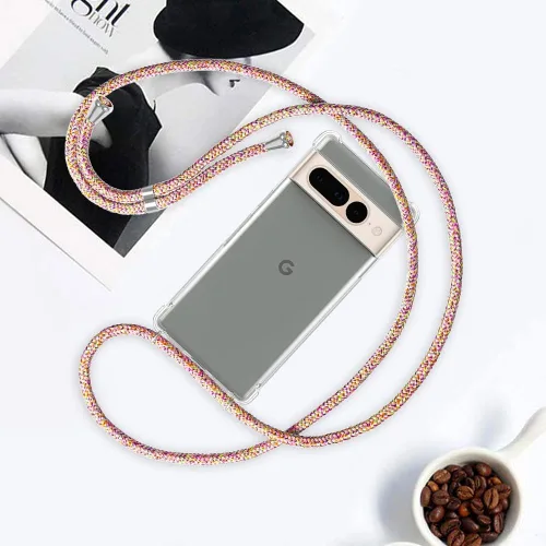 Vista 6 de Funda para teléfono Google Pixel 7 Pro, transparente, ajustable, con cordón para el cuello, para mujeres, niñas, TPU suave, delgada, a prueba