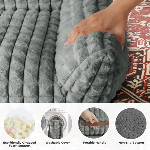 Vista 4 de Sofá cama para gatos con piel sintética de conejo esponjosa para Gris