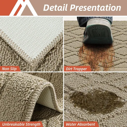 Vista 5 de COSY HOMEER Tapete de cocina antideslizantes, absorbentes para el piso, alfombra de cocina lavable, tapete de pie para fregadero, alfombra de Beige