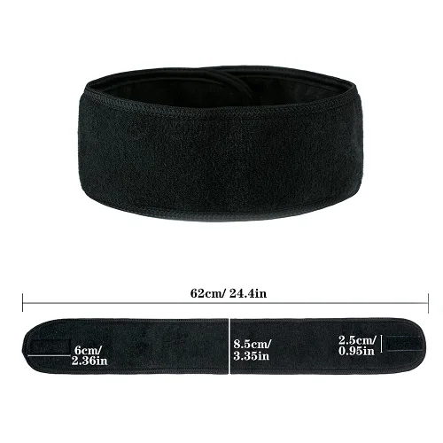 Vista 2 de Diademas faciales de spa, 4 piezas, maquillaje, ducha, baño, diadema deportiva, toalla elástica de tela de rizo con cinta mágica (negro)