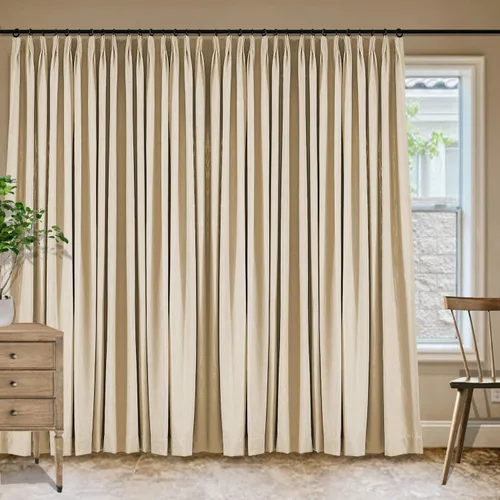 Vista 23 de Frelement Cortinas plisadas de lino de algodón de 100 pulgadas de ancho y 102 pulgadas de largo, cortinas con reducción de ruido para sala