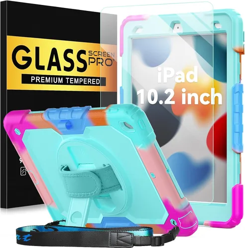 Vista 10 de BLOSOMEET Bonita funda para iPad de 9ª generación 2021 de 10.2 pulgadas con protector de pantalla de vidrio templado y soporte para bolígrafo, funda