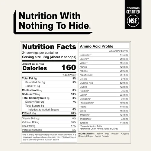 Vista 5 de NAKED Aislado de proteína de guisante de chocolate de granjas norteamericanas, solo 3 ingredientes, proteína vegana de chocolate, certificado NSF