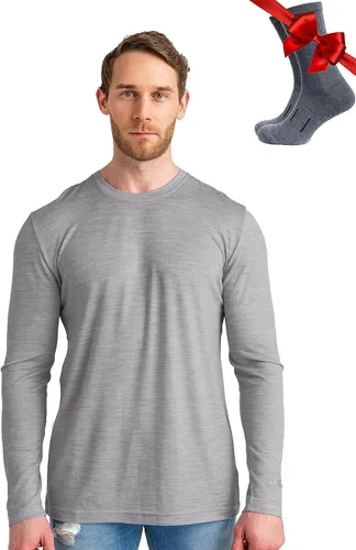 Vista 18 de 100% Merino Wool Base Layer Mens - Long Sleeve Thermal Shirts with Socks .320 negro