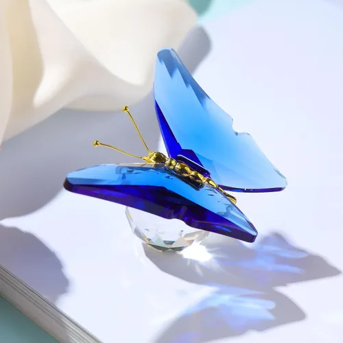 Vista 5 de Movdyka Mariposa de Cristal para Mamá Mujeres Mariposa de Metal Decoración de Habitación Colección Figurina Mariposa de Vidrio Azul Artesanía