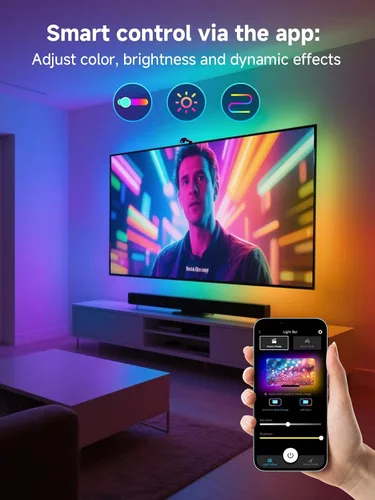 Vista 2 de GIPOYENT Retroiluminación LED para TV con cámara, luces de sincronización de pantalla RGBIC de 10.5 pies para televisores y monitores de PC de 32 a