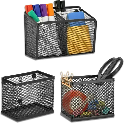 Vista 9 de Neudeco Organizador de estante para casillero, soporte magnético para lápices, cesta de almacenamiento de metal para pizarra blanca, refrigerador