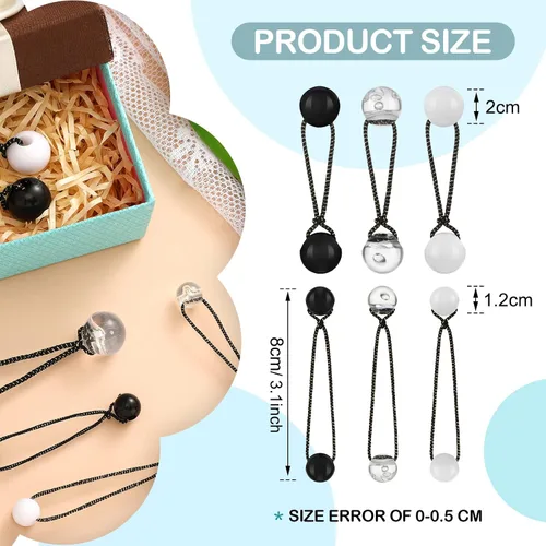 Vista 2 de Jutom - Juego de 24 lazos de burbujas para el cabello para niñas, cuentas dobles, blanco y negro 20mm Elastic Ponytail Holders, 80s 90s Retro