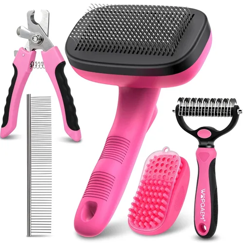Vista 10 de Kit de 5 cepillos de aseo para perros, desprendimiento para gatos y perros de pelo largo Negro 5 piezas.