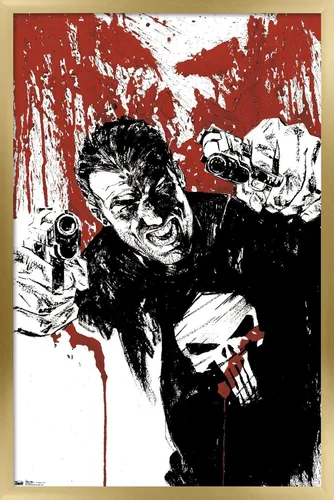 Vista 15 de Trends International Marvel Comics - Póster de pared de The Punisher - Pistols, 22.375 x 34 pulgadas, versión enmarcada de madera de granero