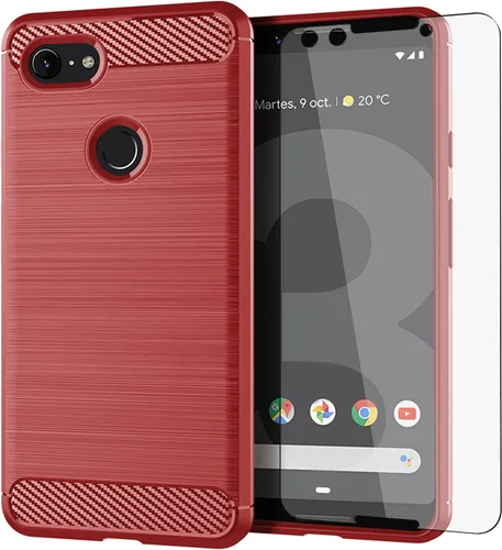 Vista 10 de Funda de teléfono para Google Pixel 3 con protector de pantalla de vidrio templado, accesorios para celda, delgada, cuerpo completo, goma