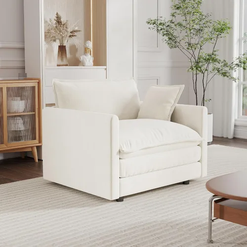Vista 9 de mikibama Sofá de una plaza de 41.4 pulgadas, sillón cómodo tapizado profundo de chenilla con almohada decorativa para sala de estar, dormitorio
