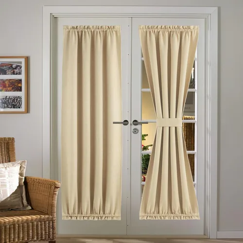 Vista 99 de NICETOWN Cortinas de Lino para Puerta Lateral - Cortinas Opacas con Aislamiento Térmico para Puerta Delantera Francesa para Sombra Pequeña