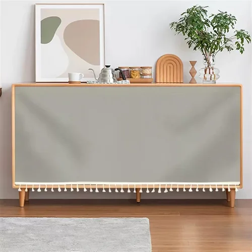 Vista 5 de SK Studio Cortinas cortas para cocina, cortina de privacidad para armario, a prueba de polvo, cortinas para debajo del fregadero, para cocina, Beige