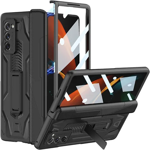 Vista 2 de Miimall Funda para Galaxy Z Fold 2 con protección de bisagra, protector de pantalla de alta transparencia, protector de bisagra magnético, soporte