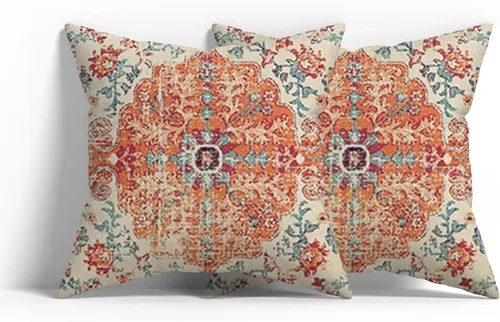 Vista 8 de Fundas de almohada con patrón bohemio de doble cara, fundas de almohada retro con diseño floral de mandala hippie, decoración retro, fundas