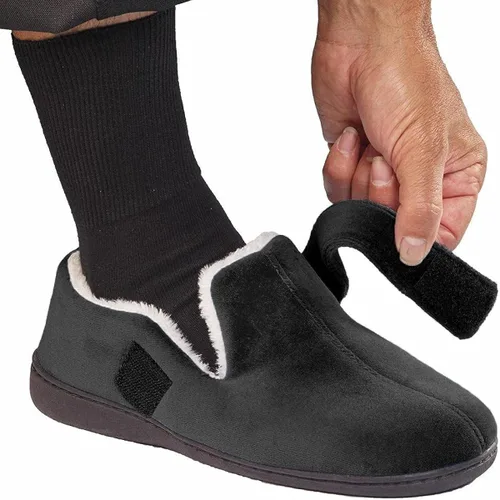 Vista 2 de Zapatillas de casa con forro polar de espuma viscoelástica para hombres mayores