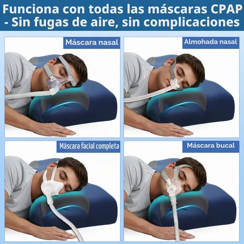 Vista 2 de Almohada CPAP para personas que duermen de lado y espalda – Almohada cervical ajustable de espuma viscoelástica para apoyo del cuello y un mejor