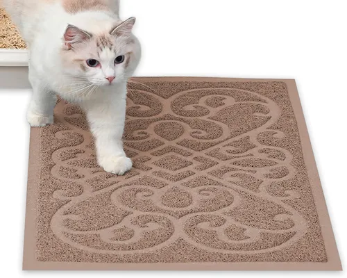 Vista 12 de PetLike - Alfombrilla que atrapa la arena cuando los gatos salen de la caja de arena, alfombrilla que pueden usar los gatos para comer, es suave