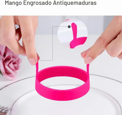 Vista 3 de 4 piezas de anillos de huevo de silicona, moldes antiadherentes redondos para desayuno, herramienta de molde para el hogar, anillos de cocina, molde