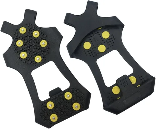 Vista 6 de Tacos de tracción para la nieve crampones para zapatos y botas antideslizantes para caminar sobre la nieve y el hielo tacos de goma antideslizantes