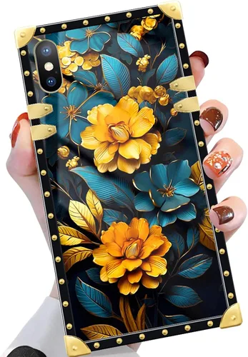 Vista 35 de Funda compatible con iPhone X/Xs, TPU suave de lujo y parte trasera de policarbonato duro para niñas y mujeres, funda protectora a prueba de golpes