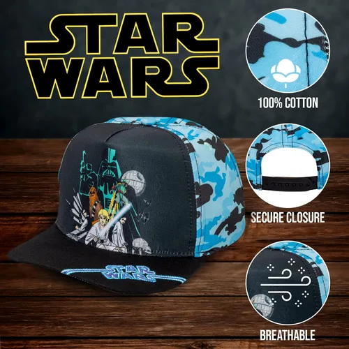 Vista 2 de Star Wars - Gorra de béisbol con logotipo bordado clásico, para niños y jóvenes