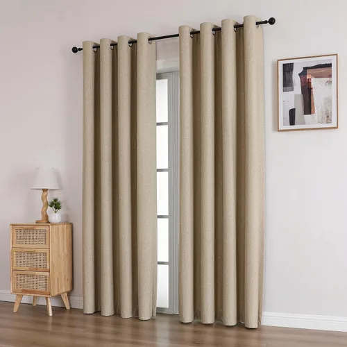 Vista 2 de Cortinas opacas con ojales para dormitorio y sala de estar, juego de 2 paneles con aislamiento térmico para oscurecer la habitación