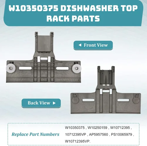 Vista 5 de Piezas mejoradas para estante superior para lavavajillas W10350375 W10712395 (paquete de 2), repuesto para lavavajillas Kenmore Whirlpool