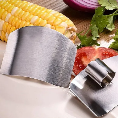 Vista 3 de 2 protectores de dedos para cortar, herramienta de cocina, protectores de dedos de acero inoxidable para cortar alimentos, protectores de dedos