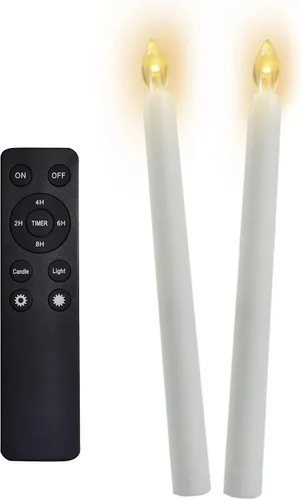 Vista 18 de Velas cónicas sin llama de cera real, funcionan con pilas, control remoto Marfil