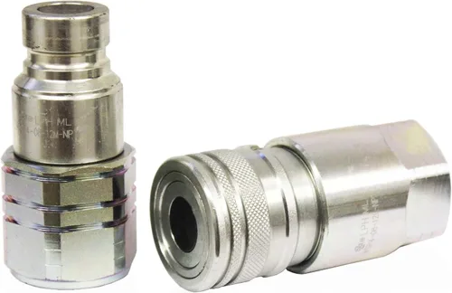 Vista 2 de Titan Attachments 3/4" acoplador hidráulico macho y hembra de cara plana NPT Minicargadoras