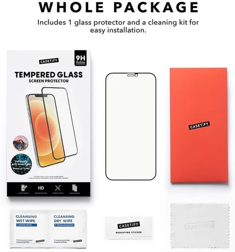 Vista 3 de CASETiFY Impact Protector de Pantalla Anti-Luz Azul [Vidrio Templado] para iPhone 13/13 Pro/14