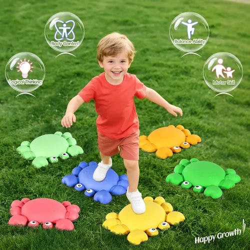 Vista 2 de TOPNEW Piedras de paso para niños, piedras de equilibrio antideslizantes para promover las habilidades de coordinación de los niños, carreras