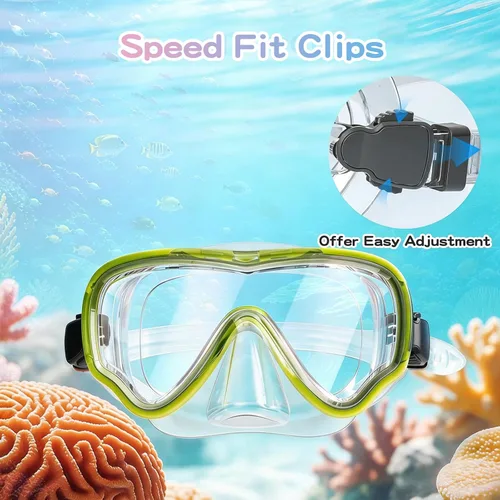 Vista 6 de Gafas de natación para niños con cubierta para la nariz, máscara de buceo de esnórquel, antivaho, anti-UV, equipo de esnórquel, gafas de natación