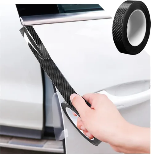 Vista 12 de Protectores de entrada de borde de puerta de automóvil, cinta protectora de fibra de carbono 5D anticolisión, calcomanía de tira de cubierta