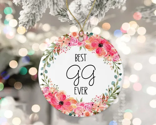 Vista 2 de Best Gg Ever Adorno de Navidad, adorno de Navidad para Gg de hijo, hija, regalos de nana, adorno de Navidad impreso en ambos lados