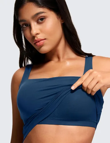 Vista 4 de CRZ YOGA Butterluxe - Brasier deportivo de cuello cuadrado para mujer, camiseta corta sin mangas acolchada con estante integrado para yoga