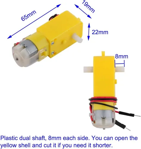 Vista 3 de Módulo de control de placa de controlador de motor L298N de 2 piezas con kit de motor TT de 4 piezas, motor de caja de cambios de CC soldado