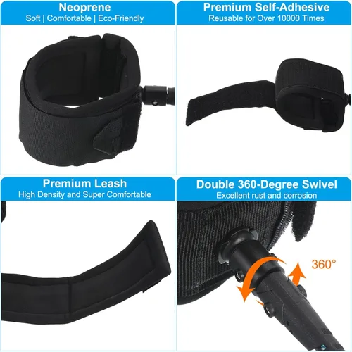 Vista 4 de PATIKIL Correa para tabla de surf, correas rectas, cuerda para la muñeca, para tabla de remo