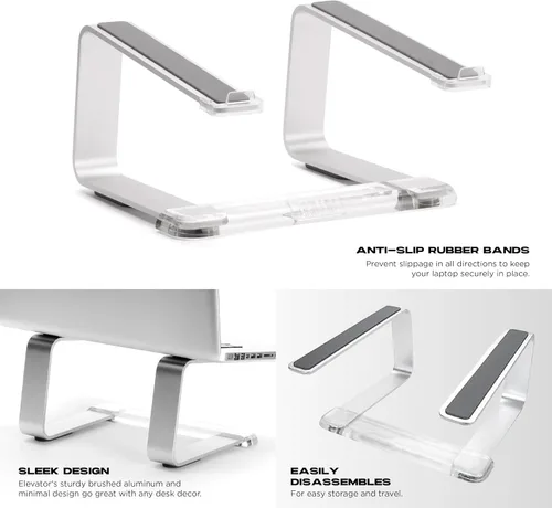 Vista 2 de Griffin Soporte elevador para laptop, elevador ergonómico para computadora y soporte para laptop hecho de aluminio cepillado resistente, soporta