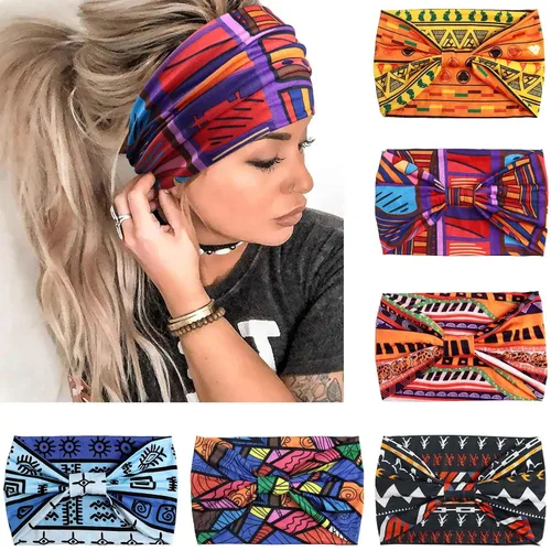 Vista 10 de Awumbuk Diademas anchas para mujeres anudadas antideslizantes bandas para la cabeza suaves diadema turbante accesorios para el cabello boho africano