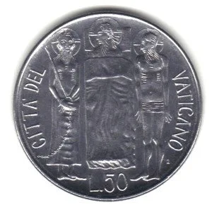 Vista 2 de 1981 Moneda Ciudad del Vaticano 50 Liras KM#157 - Papa Juan Pablo II