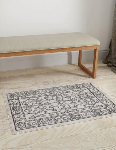 Vista 9 de Unique Loom Eco Traditional Collection - Alfombra de área - Coherance (rectangular 2' 0" x 3' 0", gris carbón/marfil)