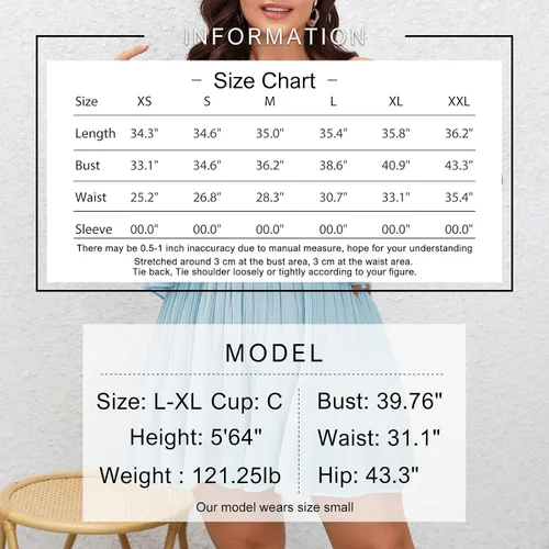 Vista 6 de EXLURA Overol corto de verano para mujer, talla grande, cuello cuadrado, volantes, tirantes delgados, plisado, sin mangas, con vuelo